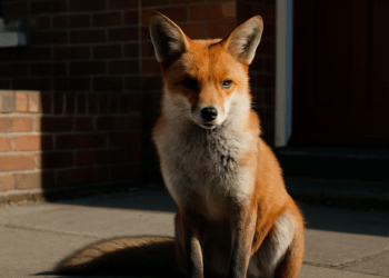 AI generated fox in the light and the shadow.
