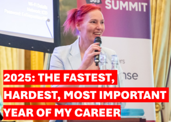 Rebecca Fox - talking at a CIO event - words over 2025 The fastest, hardest, most important year of my career